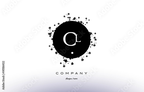 cl c l  circle grunge splash alphabet letter logo vector icon template