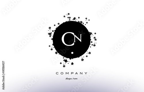 cn c n  circle grunge splash alphabet letter logo vector icon template