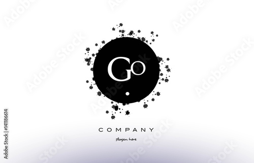go g o  circle grunge splash alphabet letter logo vector icon template