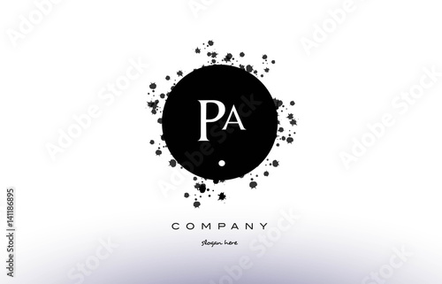 pa p a  circle grunge splash alphabet letter logo vector icon template