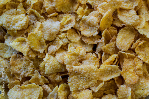 Corn flakes coated with sugar- food texture or background