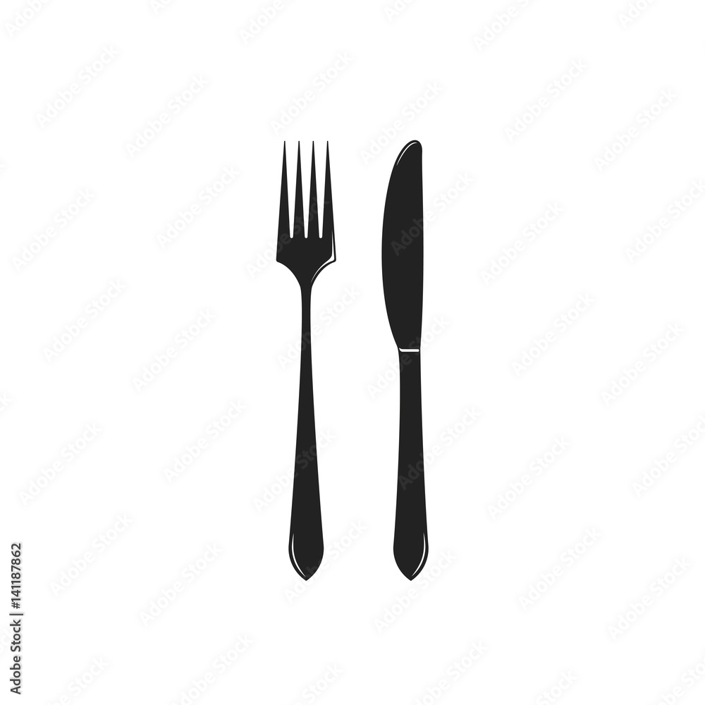 crossed fork over knife - illustration crossed fork over knife - illustration