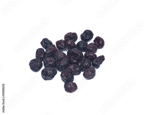 Whole organic dried cranberries isolated on white background