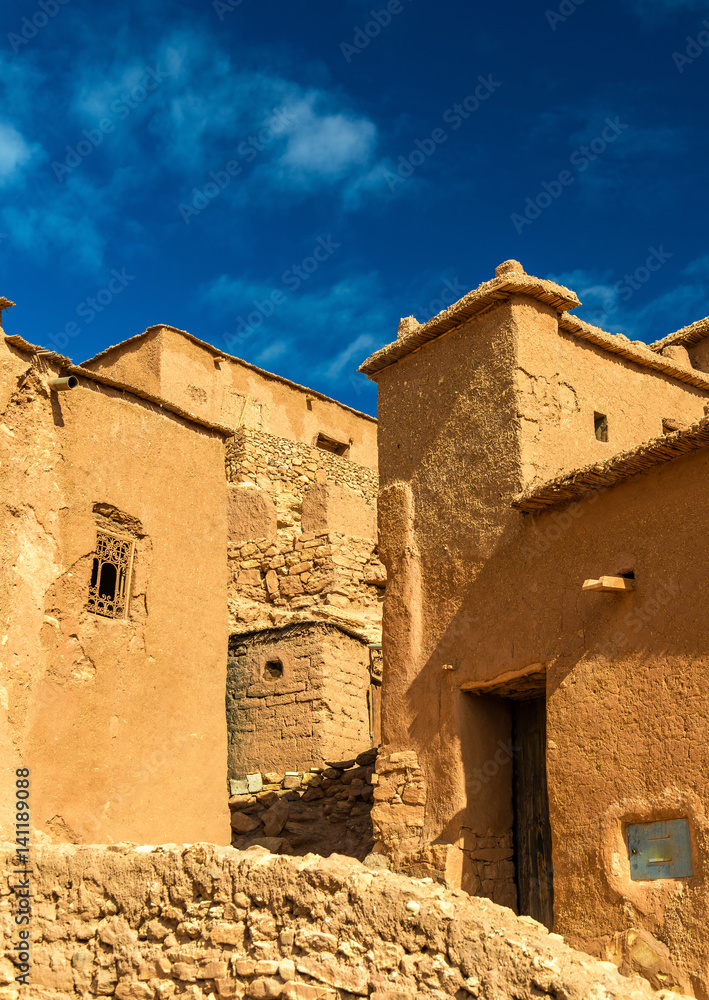 Traditional clay houses in Ait Ben Haddou village, a UNESCO heritage site in Morocco