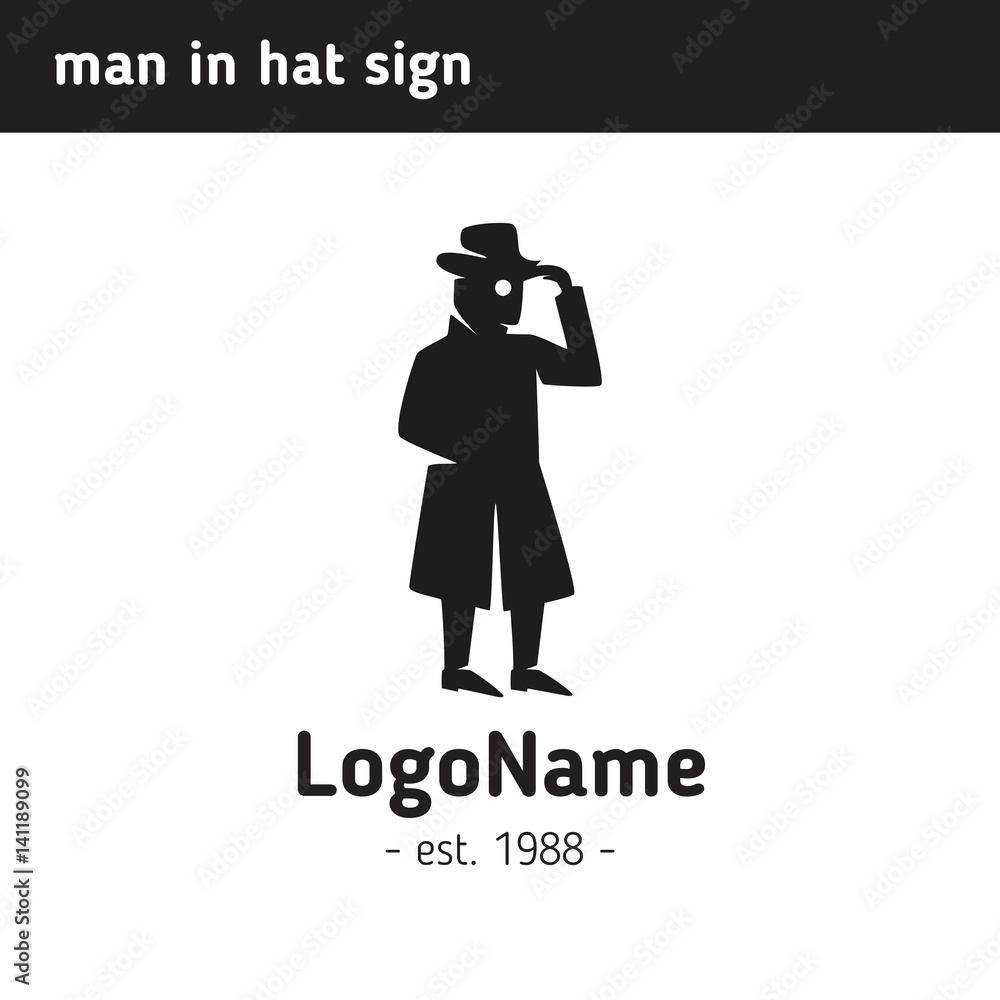 Logo  man in a hat and glasses
