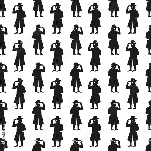 seamless pattern man in a hat and glasses