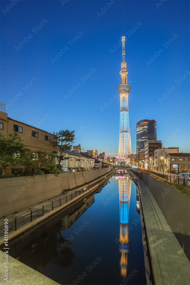 TOKYO - APR 28 , 2013 : View of Tokyo Sky Tree (634m) , the highest free-standing structure in Japan and 2nd in the world with over 10 million visitors each year, on APR 28 , 2013 in Tokyo, Japan.