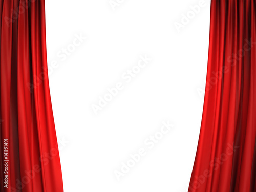Open red stage curtains
