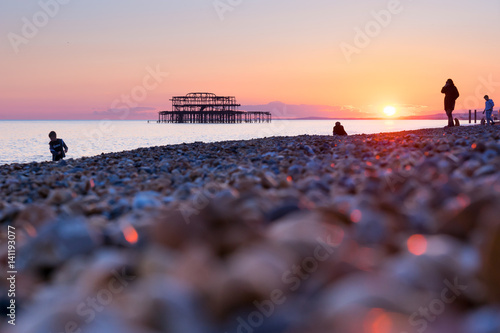 Brighton pier and beach, England photo