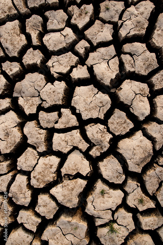 Drought and cracked clay ground in the dry season