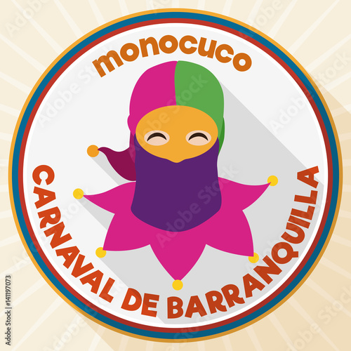 Round Button with Monocuco Design for Barranquilla's Carnival Celebration, Vector Illustration photo