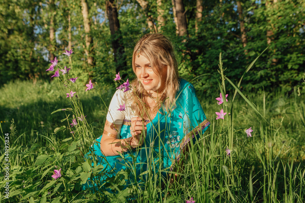 Beautiful european woman in sari Beautiful european woman in sari