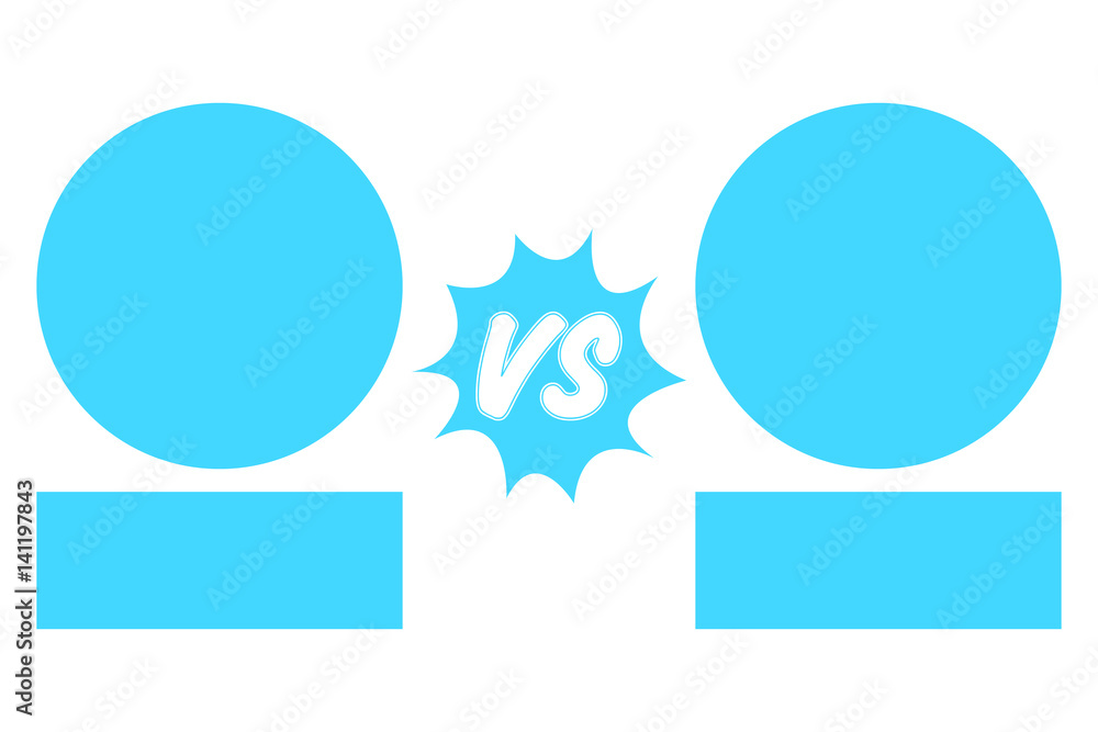 Simple light blue versus logo with a pop up background and blank rectangles, circles for competitor names - Eps10 vector graphics and illustration Simple light blue versus logo with a pop up background and blank rectangles, circles for competitor names - Eps10 vector graphics and illustration