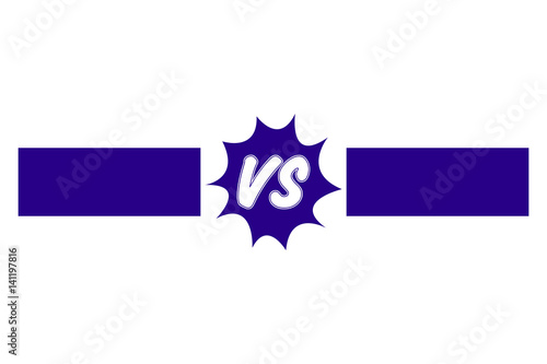 Simple dark blue versus logo with a pop up background and blank rectangles for competitor names - Eps10 vector graphics and illustration