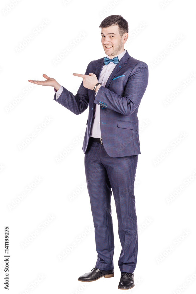 man presenting or showing something your text or product. human emotion expression and lifestyle concept. image on a white studio background. man presenting or showing something your text or product. human emotion expression and lifestyle concept. image on a white studio background.