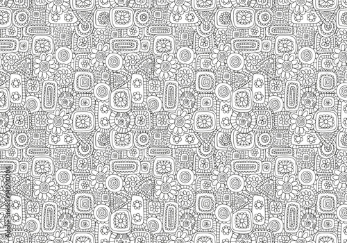 Pattern for coloring book with abstract figures