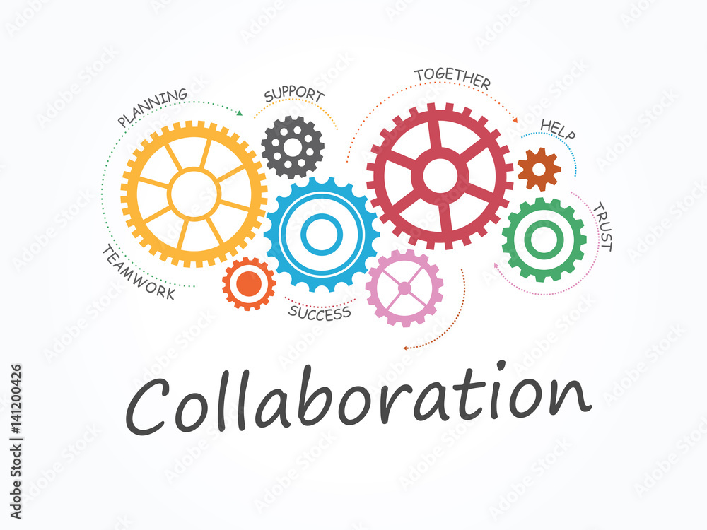 Collaboration with Gear Concept. Infographic Template. Vector Illustration. Collaboration with Gear Concept. Infographic Template. Vector Illustration.