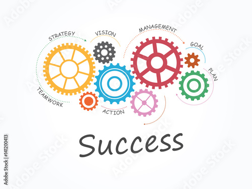 Success with Gear Concept. Infographic Template. Vector Illustration.