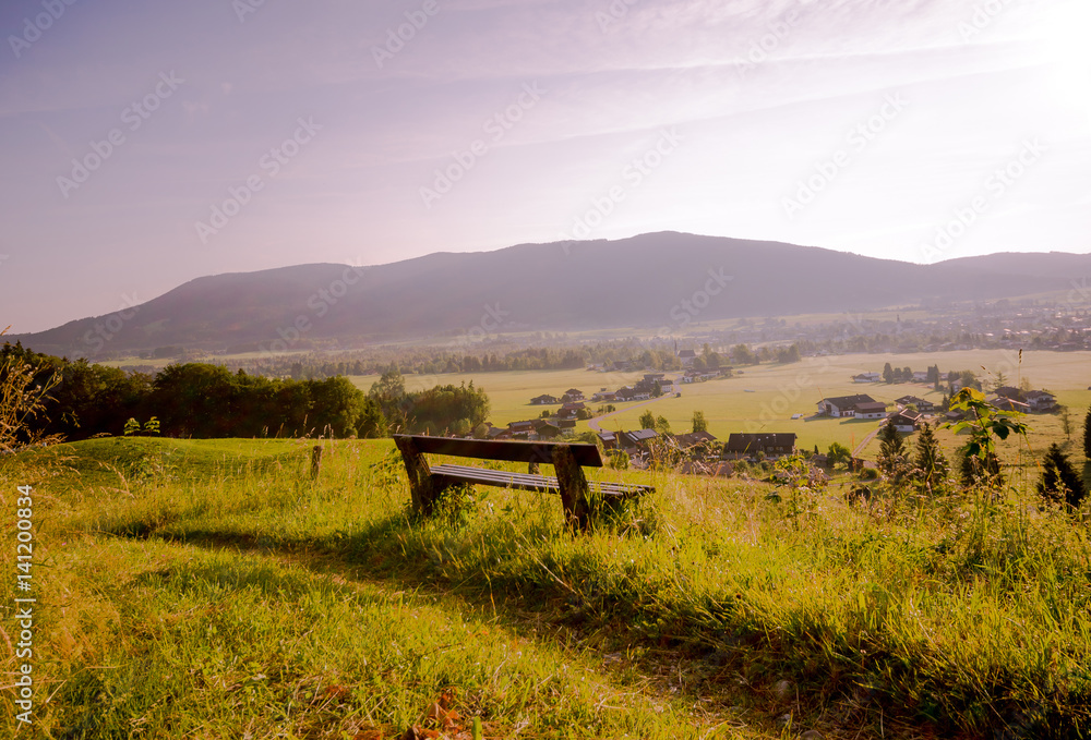 Obraz premium Bank am Abend, Bayern, Landschaft