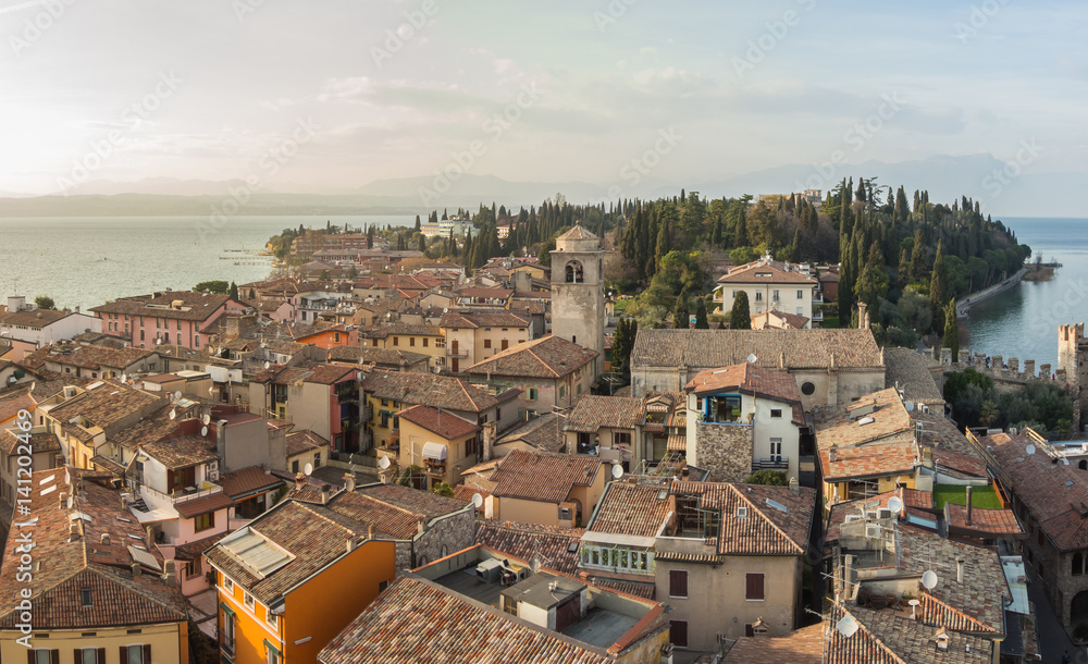 Landscape at the city of Sirmione. It is a town in the province of Brescia, in Lombardy (northern Italy).