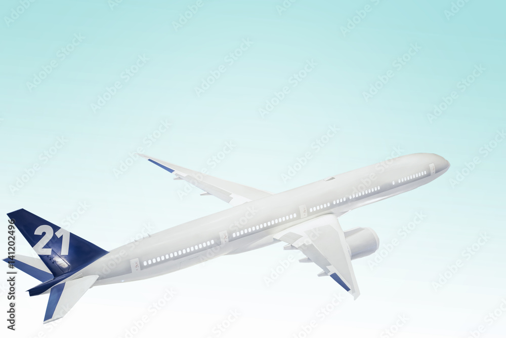 Obraz premium Aircraft is flying in blue cloudy sky