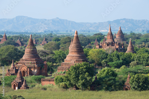 Solar landscape of ancient Bagan. Burma  Myanmar 