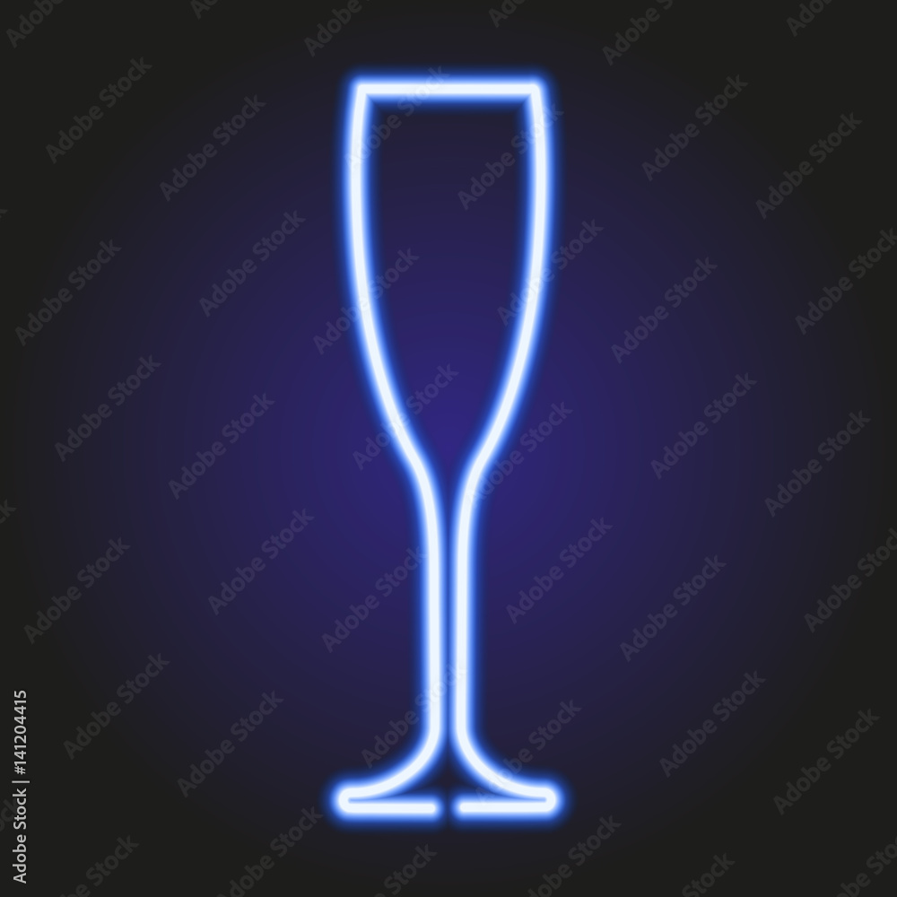 glass of champagne glowing blue neon of vector illustration glass of champagne glowing blue neon of vector illustration