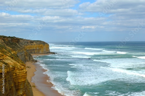 Coastline scenery from The Gibson Steps lookout along the Great Ocean Road in Victoria, Australia