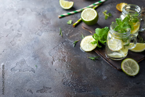 Mojito cocktail in mason jar