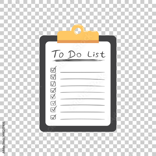 To do list icon with hand drawn text. Checklist, task list vector illustration in flat style on white background.