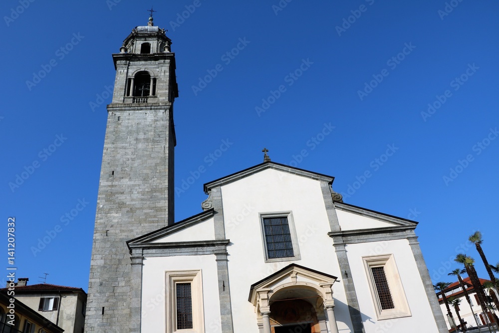 Upwards view to Church San Leonardo in Pallanza Verbania, Piedmont Italy Upwards view to Church San Leonardo in Pallanza Verbania, Piedmont Italy