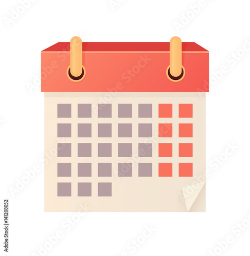 Vector isolated calendar icon flat illustration