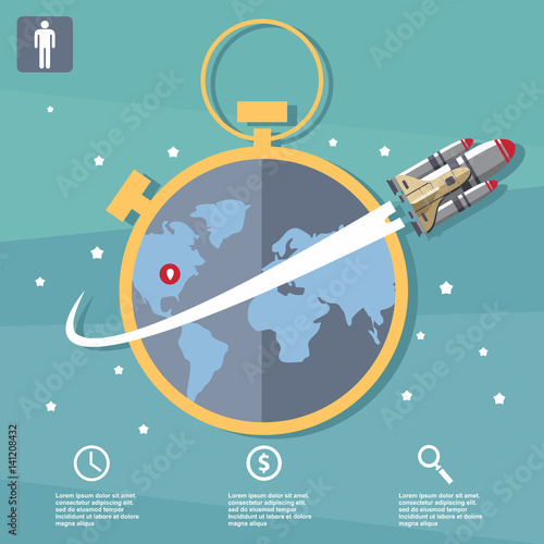 Business infographic, business template, rocket, launch, business steps, flat design