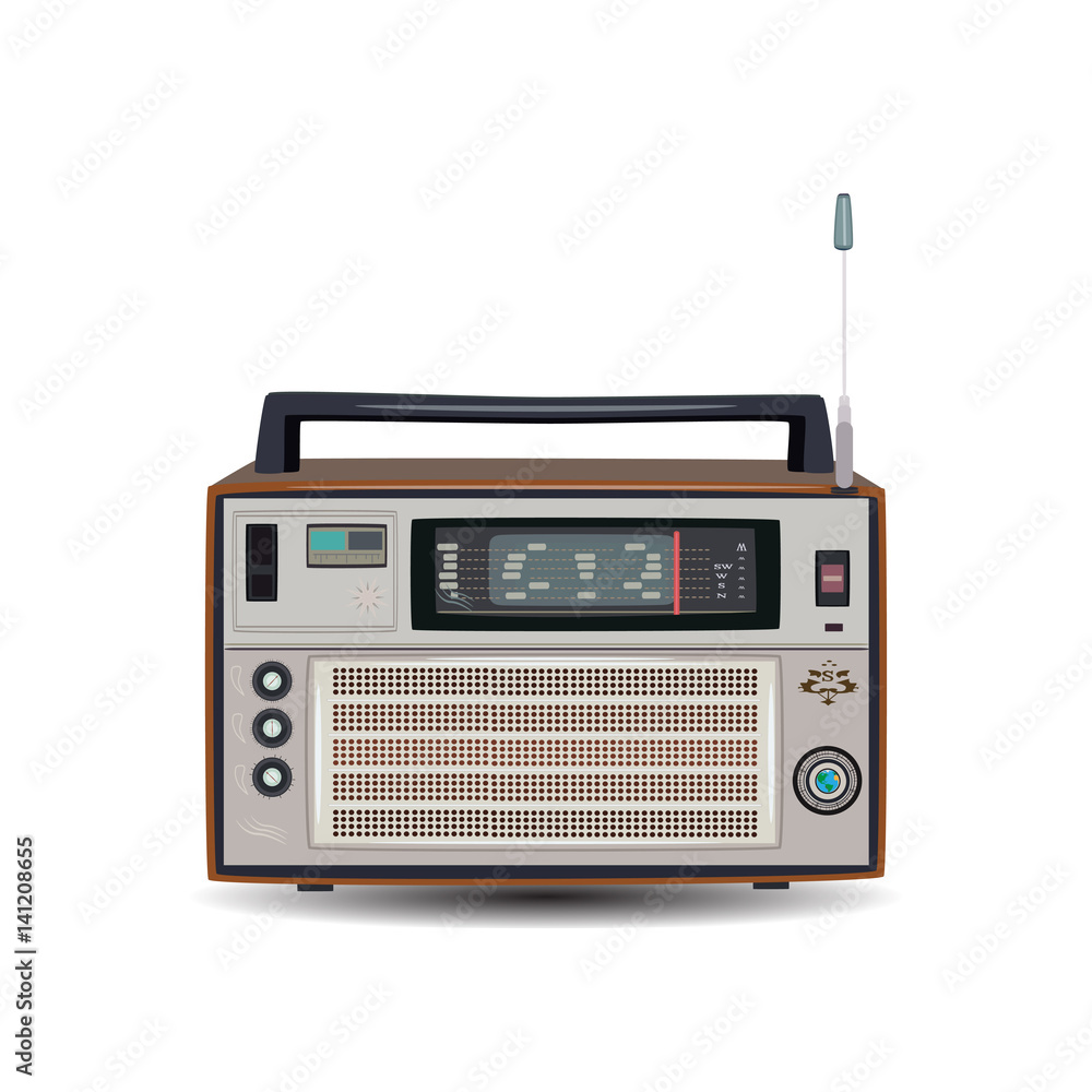 Retro radio, vector illustration in flat style