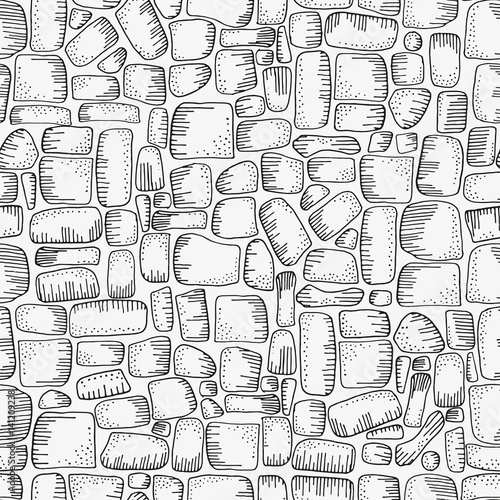 Seamless Pattern for coloring book with stones.