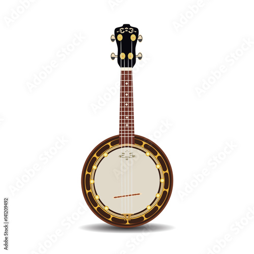 Vector flat illustration of banjo, musical instrument