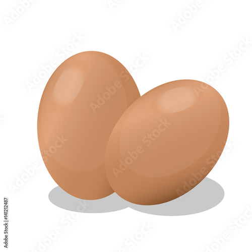Two eggs on white background