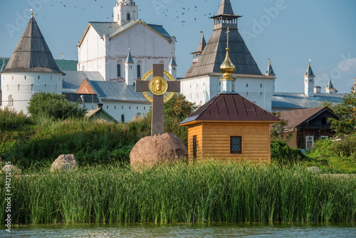 The main entrance in the Dormition Cathedral in Kremlin of Rostov the Great as part of The Golden Ring's group of medieval towns of the northeast of Moscow, Russia.