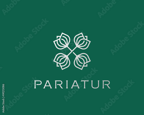 Abstract elegant flower crest logo icon design. Universal creative premium line symbol. Graceful vector logotype sign.