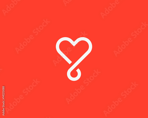 Heart loop vector logotype. Linear medical social logo symbol design.