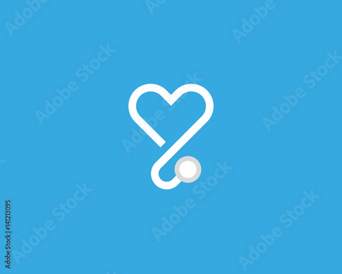 Heart stethoscope vector logotype. Linear medical logo design. photo