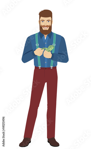 Hipster counts the cash money