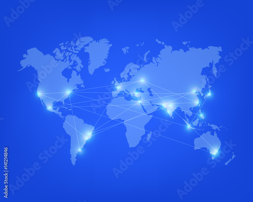 World vector map with connetcions. Web connection concept
