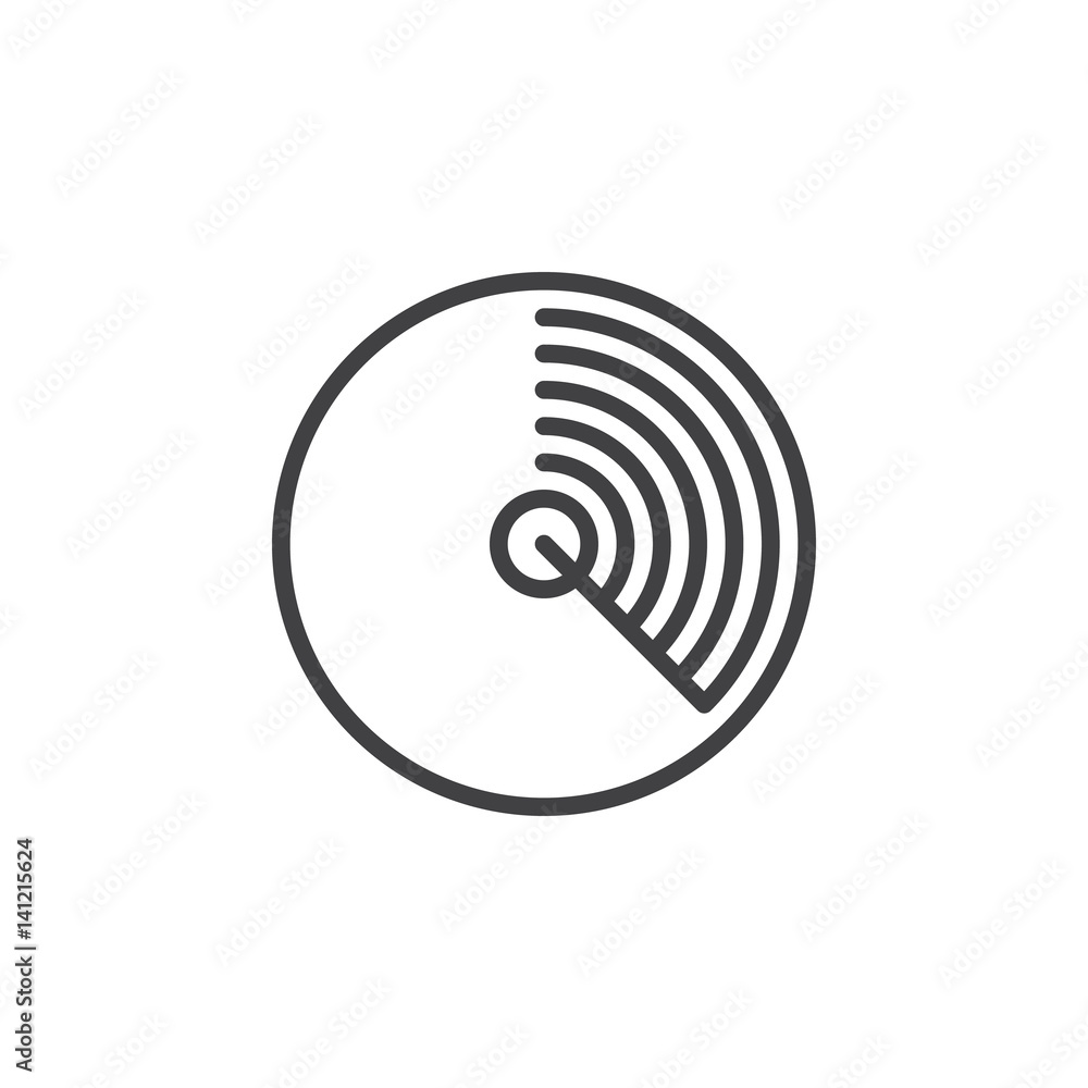 Radar line icon, outline vector sign, linear style pictogram isolated on white. Symbol, logo illustration. Editable stroke. Pixel perfect Radar line icon, outline vector sign, linear style pictogram isolated on white. Symbol, logo illustration. Editable stroke. Pixel perfect