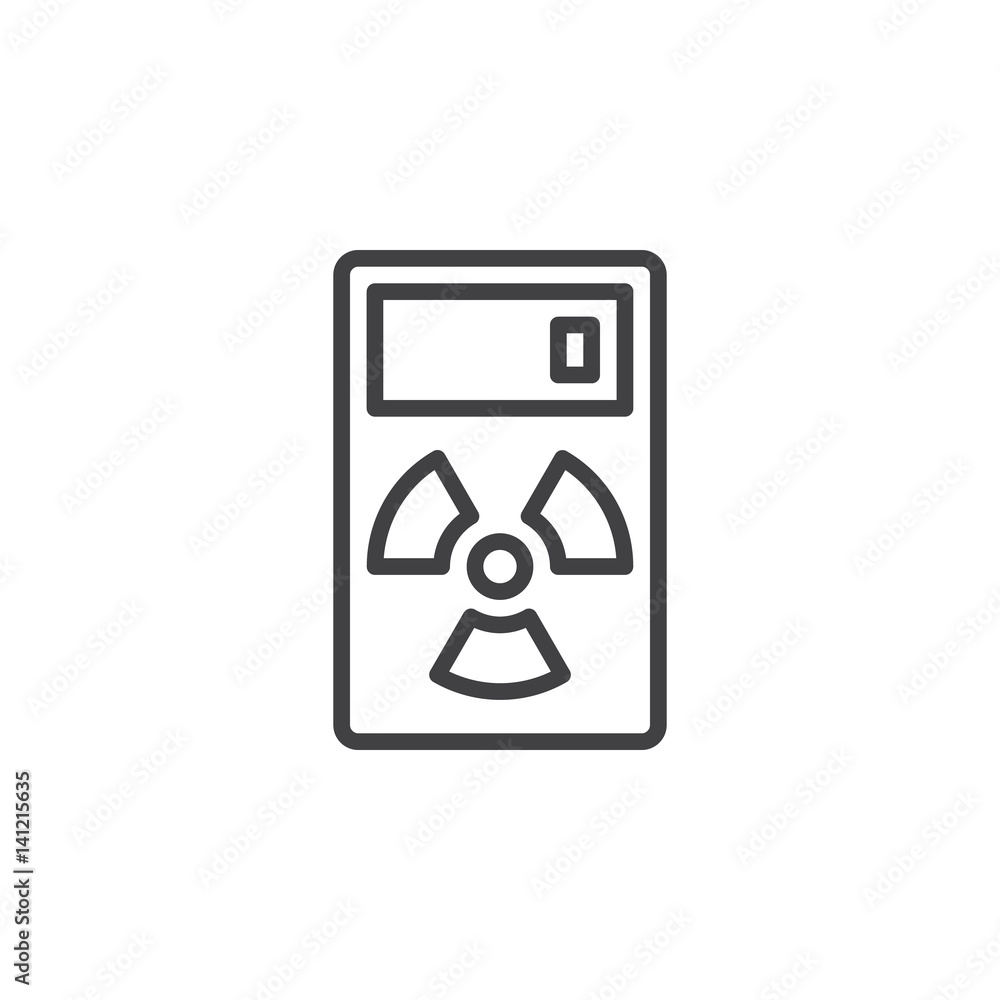 Geiger counter line icon, outline vector sign, linear style pictogram isolated on white. Radiation measurement device symbol, logo illustration. Editable stroke. Pixel perfect Geiger counter line icon, outline vector sign, linear style pictogram isolated on white. Radiation measurement device symbol, logo illustration. Editable stroke. Pixel perfect