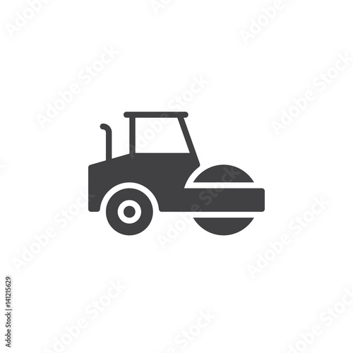 Road roller, steamroller icon vector, filled flat sign, solid pictogram isolated on white. Symbol, logo illustration. Pixel perfect