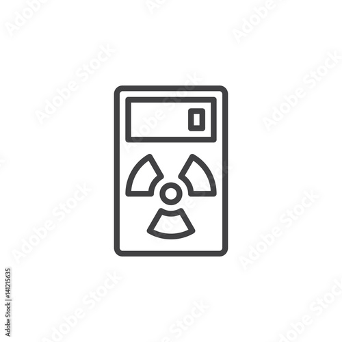 Geiger counter line icon, outline vector sign, linear style pictogram isolated on white. Radiation measurement device symbol, logo illustration. Editable stroke. Pixel perfect