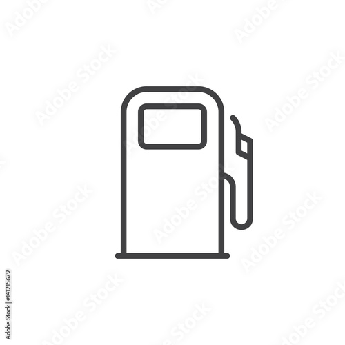 Gas station, fuel dispenser line icon, outline vector sign, linear style pictogram isolated on white. Symbol, logo illustration. Editable stroke. Pixel perfect