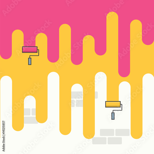 Painting a wall with roller and two different color