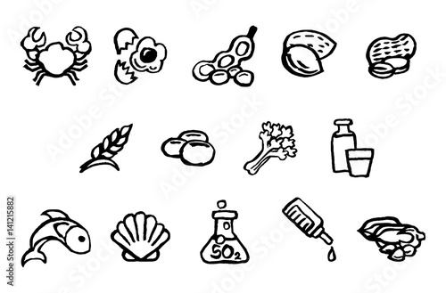 Food Safety Icons Watercolor Ink Brush Style
